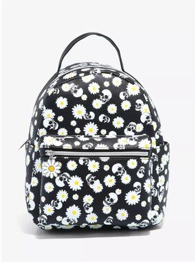 Hot topic  Daisy and Skull Print Black Backpack